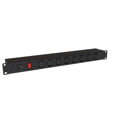 Hammond 1582H8E1BK IEC Rackmount Power Bar 8-Outlets On Front 10 Amps, Illuminated On/Off Switch