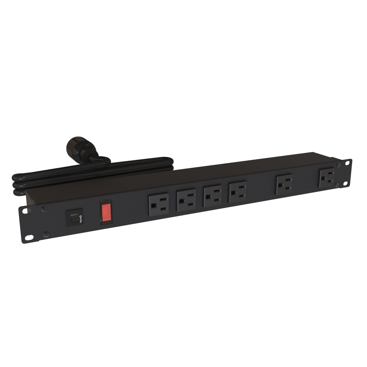 Hammond 1582T6C1BK Rack Mount Power Bar 6-Outlets On Front 15 Amps, Pilot Light, 6' Cord, Locking Plug