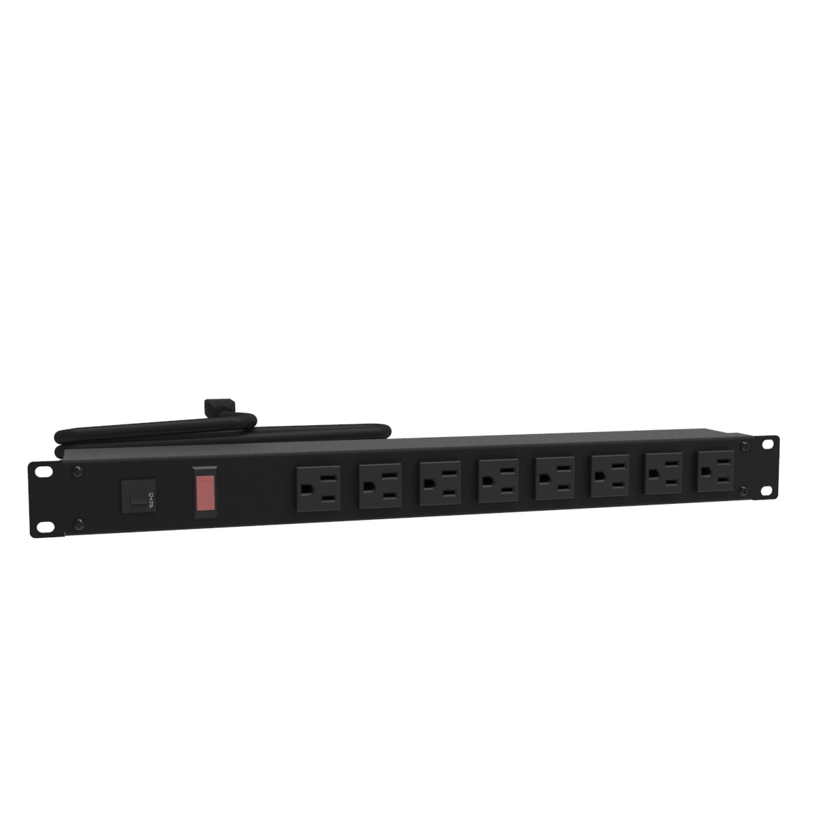 Hammond 1582T8A1BK Rack Mount Power Bar 8-Outlets On Front 15 Amps, Pilot Light, 6' Cord, Straight Plug