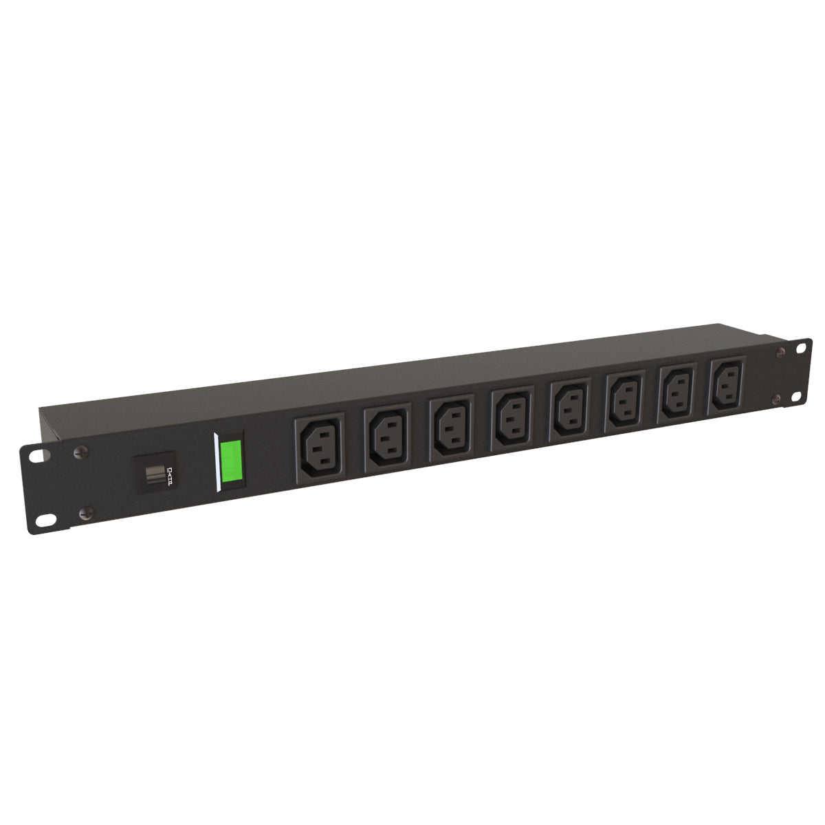 Hammond 1582T8E1BK IEC Rackmount Power Bar 8-Outlets On Front 10 Amps, Pilot Light