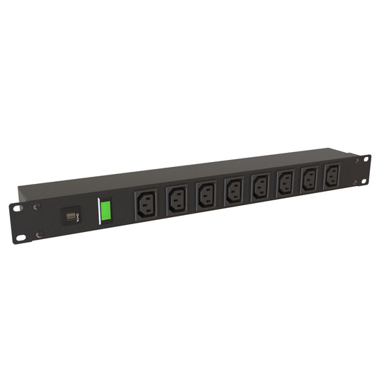 Hammond 1582T8E1BK IEC Rackmount Power Bar 8-Outlets On Front 10 Amps, Pilot Light
