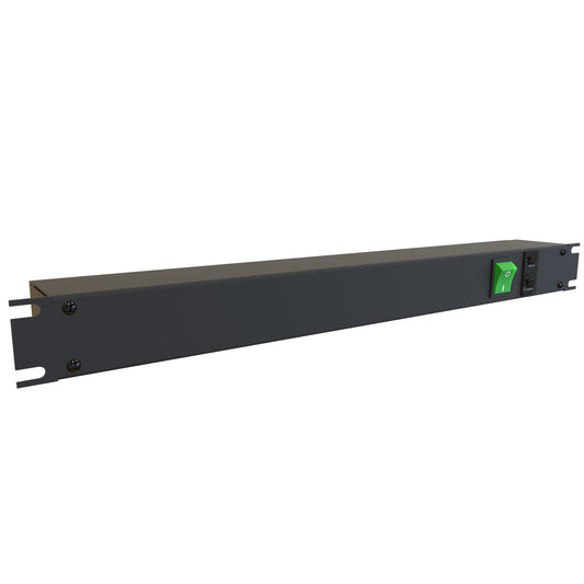 Hammond 1583H8E1BKDP IEC Rackmount Power Bar 8-Outlets On Rear 10 Amps Double Pole, Illuminated On/Off Switch