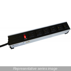 Hammond 1584T7C1 Power Bar 7-Outlets 15 Amps, Pilot Light, 6' Cord, Locking Plug
