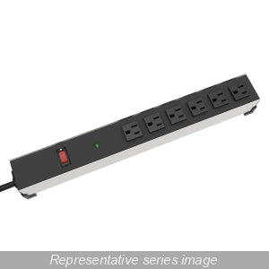 Hammond 1584H6B1S Power Bar 6-Outlets with Surge 15 Amps, Illuminated On/Off Switch, 15' Cord, Straight Plug