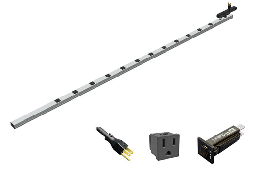 Hammond 1588H12B1JV 77" Vertical Power Strip 12-Outlets 15 Amps, On-Off Switch, 15' Shielded Cord, Straight Plug