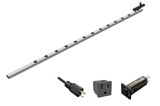Hammond 1588H12D1JV 77" Vertical Power Strip 12-Outlets 15 Amps, On-Off Switch, 15' Shielded Cord, Locking Plug