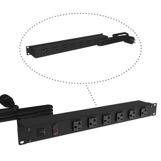 Hammond 1589H12F1BKX 1589 Series Rackmount Basic PDU, 12 Front 5-20R Outlets, 5-20P Plug, 6 ft Cord, Black.