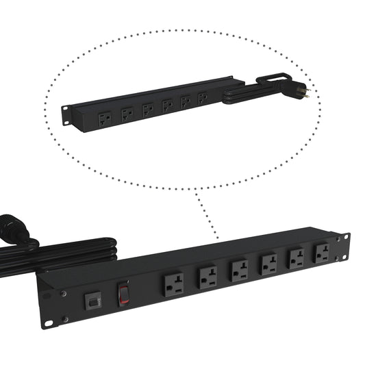 Hammond 1589H12G1BKX 1589 Series Rackmount Basic PDU, 12 Front 5-20R Outlets, 5-20P Plug, 15 ft Cord, Black.