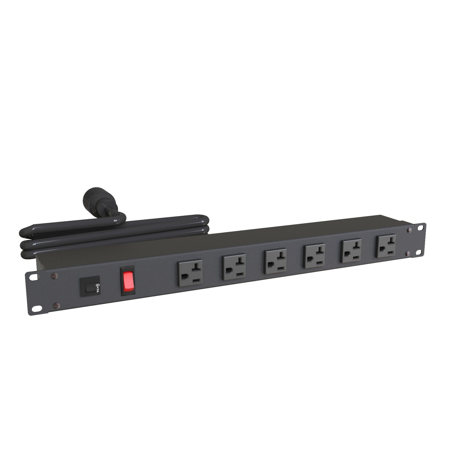 Hammond 1589H6C1BKRF Rack Mount Power Bar 6-Outlets On Front 20 Amps, On/Off Switch, 6' Cord, Locking Plug