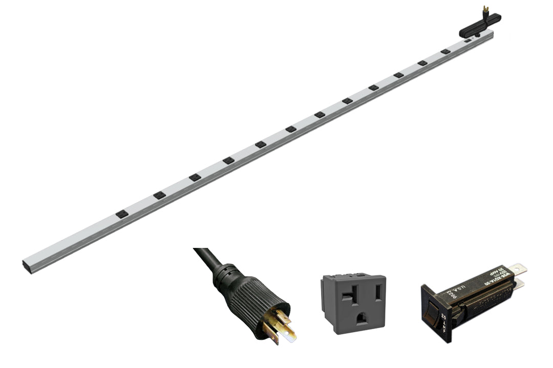 Hammond 1589H77D1JV 77" Vertical Power Strip 12-Outlets 20 Amps, On/Off Switch, 15' Shielded Cord, Locking Plug