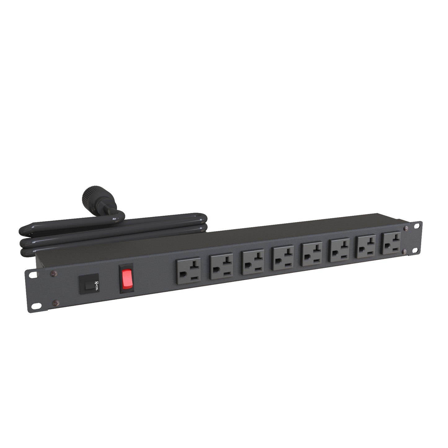 Hammond 1589H8G1BKRF Rack Mount Power Bar 8-Outlets On Front 20 Amps, On/Off Switch, 15' Cord, Straight Plug