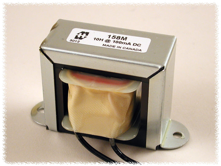 Hammond 158M DC Reactor, Filter Choke, Open Channel Mount, Inductance 10H, DC Current 100 mA.