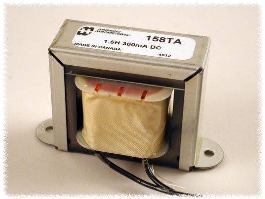 Hammond 158TA DC Reactor, Filter Choke, Open Channel Mount, Inductance 1.5H, DC Current 300 mA.