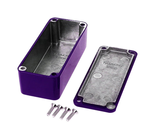 Hammond 1590ACB 1590-STOMP Painted Diecast Aluminum Stomp Box Enclosure, Cobalt Blue RAL 5013, 93 x 39 x 31 mm.