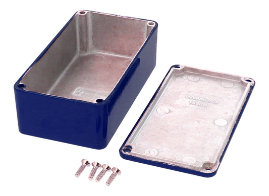 Hammond 1590B2CB 1590-STOMP Painted Diecast Aluminum Stomp Box Enclosure, Cobalt Blue RAL 5013, 112 x 61 x 38 mm.
