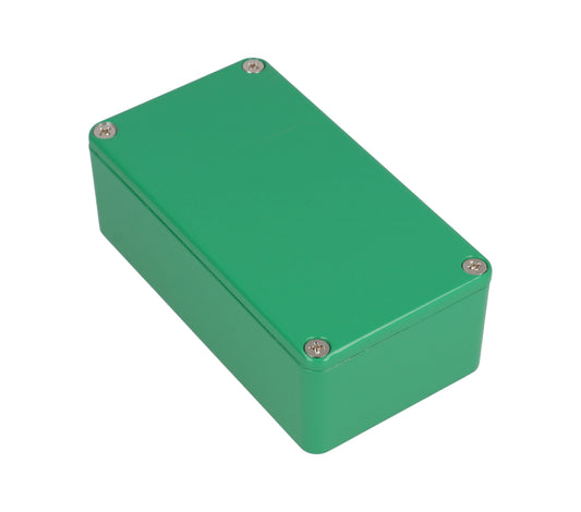 Hammond 1590B2GR 1590-STOMP Painted Diecast Aluminum Stomp Box Enclosure, Green RAL 6024, 112 x 61 x 38 mm.