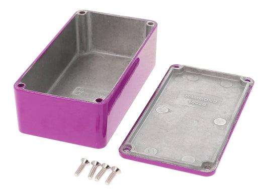 Hammond 1590B2PR 1590-STOMP Painted Diecast Aluminum Stomp Box Enclosure, Purple RAL 4008, 112 x 61 x 38 mm.