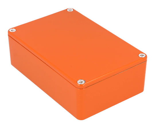 Hammond 1590B3OR 1590-STOMP Painted Diecast Aluminum Stomp Box Enclosure, Orange RAL 2009, 116 x 77 x 38 mm.