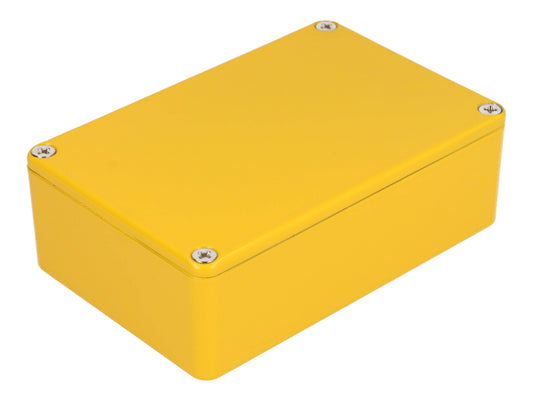Hammond 1590B3YL 1590-STOMP Painted Diecast Aluminum Stomp Box Enclosure, Yellow RAL 1021, 116 x 77 x 38 mm.