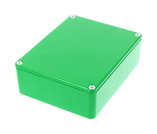 Hammond 1590BB2GR 1590-STOMP Painted Diecast Aluminum Stomp Box Enclosure, Green RAL 6024, 120 x 94 x 38 mm.