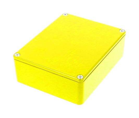 Hammond 1590BB2YL 1590-STOMP Painted Diecast Aluminum Stomp Box Enclosure, Yellow RAL 1021, 120 x 94 x 38 mm.
