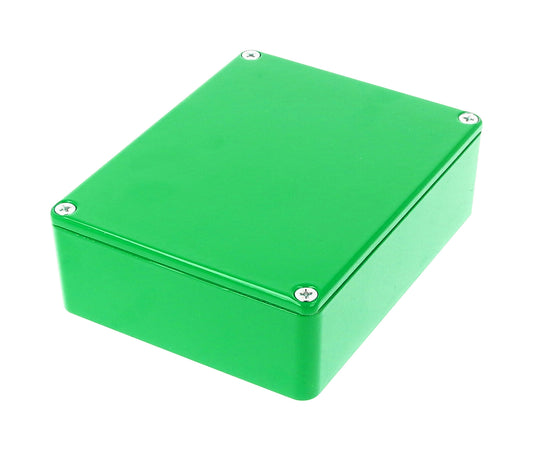 Hammond 1590BBGR 1590-STOMP Painted Diecast Aluminum Stomp Box Enclosure, Green RAL 6024, 120 x 94 x 34 mm.