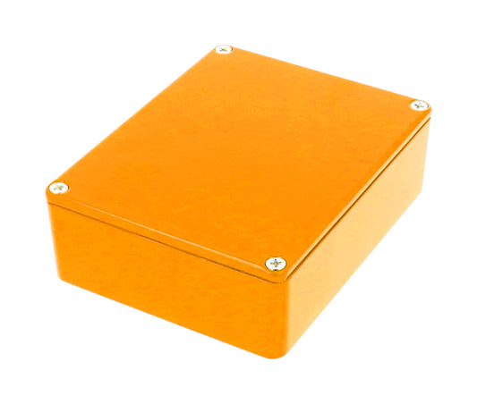 Hammond 1590BBOR 1590-STOMP Painted Diecast Aluminum Stomp Box Enclosure, Orange RAL 2009, 120 x 94 x 34 mm.