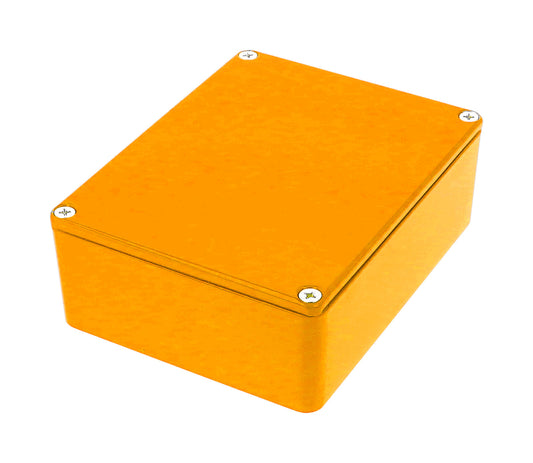 Hammond 1590BBSOR 1590-STOMP Painted Diecast Aluminum Stomp Box Enclosure, Orange RAL 2009, 120 x 94 x 42 mm.