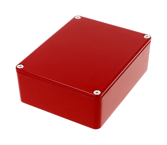 Hammond 1590BBSRD 1590-STOMP Painted Diecast Aluminum Stomp Box Enclosure, Red RAL 3011, 120 x 94 x 42 mm.