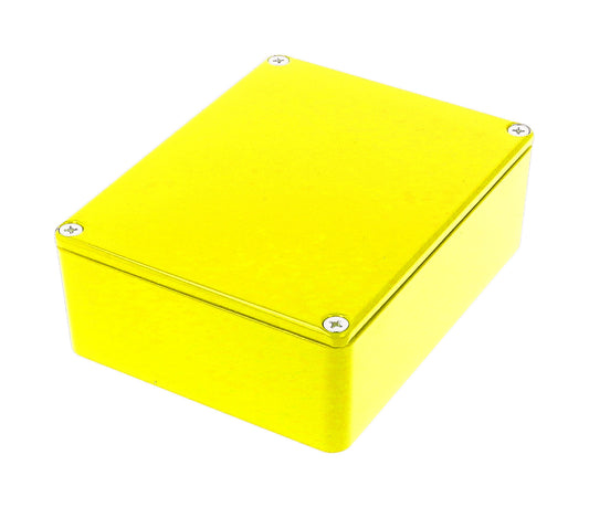 Hammond 1590BBSYL 1590-STOMP Painted Diecast Aluminum Stomp Box Enclosure, Yellow RAL 1021, 120 x 94 x 42 mm.