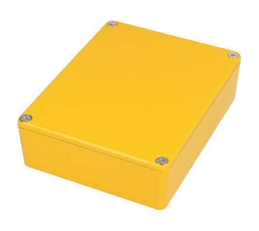 Hammond 1590BBYL 1590-STOMP Painted Diecast Aluminum Stomp Box Enclosure, Yellow RAL 1021, 120 x 94 x 34 mm.