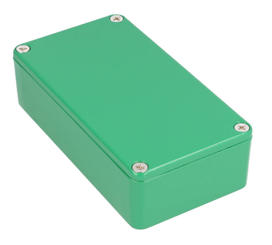 Hammond 1590BGR 1590-STOMP Painted Diecast Aluminum Stomp Box Enclosure, Green RAL 6024, 112 x 61 x 31 mm.