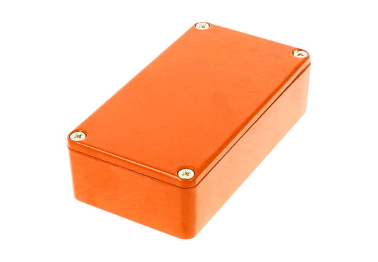 Hammond 1590BOR 1590-STOMP Painted Diecast Aluminum Stomp Box Enclosure, Orange RAL 2009, 112 x 61 x 31 mm.