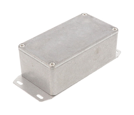 Hammond 1590BSF 1590 Series Diecast Aluminum Enclosure with Flanged Bottom Plate, 112 x 61 x 38 mm, Natural.