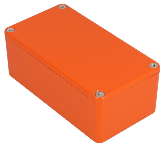 Hammond 1590BSOR 1590-STOMP Painted Diecast Aluminum Stomp Box Enclosure, Orange RAL 2009, 112 x 61 x 38 mm.