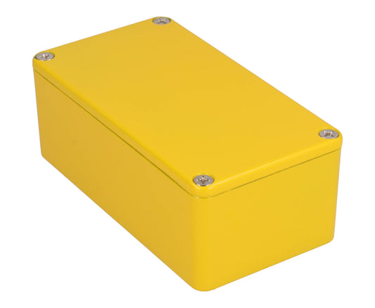 Hammond 1590BSYL 1590-STOMP Painted Diecast Aluminum Stomp Box Enclosure, Yellow RAL 1021, 112 x 61 x 38 mm.