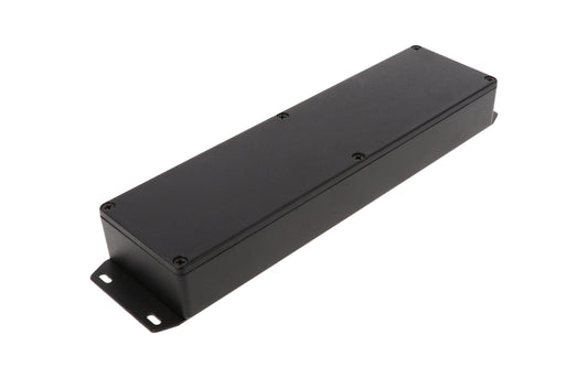Hammond 1590BX2FBK 1590 Series Diecast Aluminum Enclosure with Flanged Bottom Plate, 254 x 70 x 35 mm, Black.