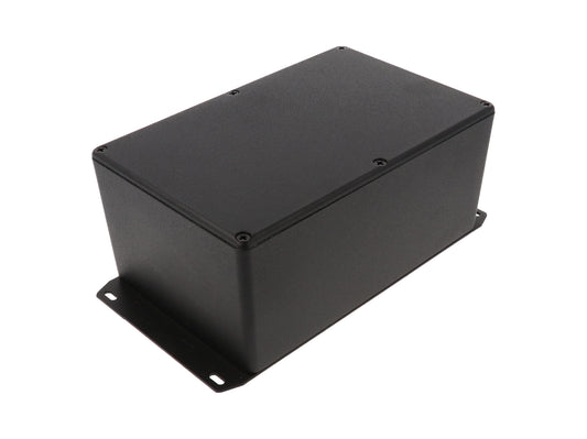 Hammond 1590EFBK 1590 Series Diecast Aluminum Enclosure, Flanged Bottom Plate, IP54, 188 mm x 120 mm x 82 mm, Diecast Aluminum/Black.