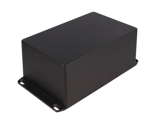 Hammond 1590EFLBK 1590 Series Diecast Aluminum Enclosure, Flanged Lid, IP54, 188 mm x 120 mm x 82 mm, Diecast Aluminum/Black.