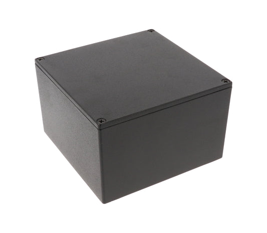 Hammond 1590KBK 1590 Series Diecast Aluminum Enclosure, No Mounting Flanges, IP54, 125 mm x 125 mm x 79 mm, Diecast Aluminum/Black.