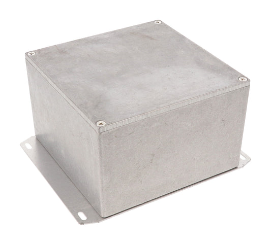 Hammond 1590KF 1590 Series Diecast Aluminum Enclosure, Flanged Bottom Plate, IP54, 125 mm x 125 mm x 79 mm, Diecast Aluminum/Natural.