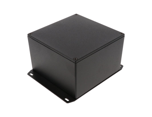 Hammond 1590KFBK 1590 Series Diecast Aluminum Enclosure, Flanged Bottom Plate, IP54, 125 mm x 125 mm x 79 mm, Diecast Aluminum/Black.