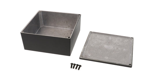 Hammond 1590KKBK 1590 Series Diecast Aluminum Enclosure, No Mounting Flanges, IP54, 125 mm x 125 mm x 57 mm, Diecast Aluminum/Black.