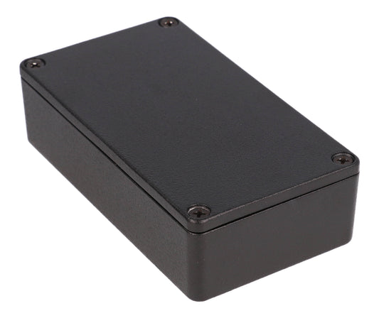 Hammond 1590MBK 1590-RIBBED Series Diecast Aluminum Enclosure with Internal Ribs, No Mounting Flanges, IP54, 112 mm x 63 mm x 31 mm, Diecast Aluminum/Black.