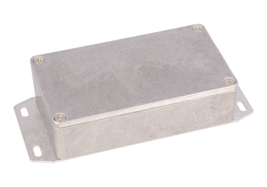 Hammond 1590MF 1590-RIBBED Series Diecast Aluminum Enclosure with Internal Ribs, Flanged Bottom Plate, IP54, 112 mm x 63 mm x 31 mm, Diecast Aluminum/Natural.