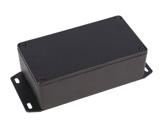 Hammond 1590NFBK 1590-RIBBED Series Diecast Aluminum Enclosure with Internal Ribs, Flanged Bottom Plate, IP54, 121 mm x 66 mm x 40 mm, Diecast Aluminum/Black.