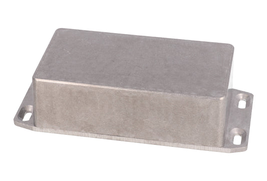 Hammond 1590NFL 1590-RIBBED Series Diecast Aluminum Enclosure with Internal Ribs, Flanged Lid, IP54, 121 mm x 66 mm x 40 mm, Diecast Aluminum/Natural.