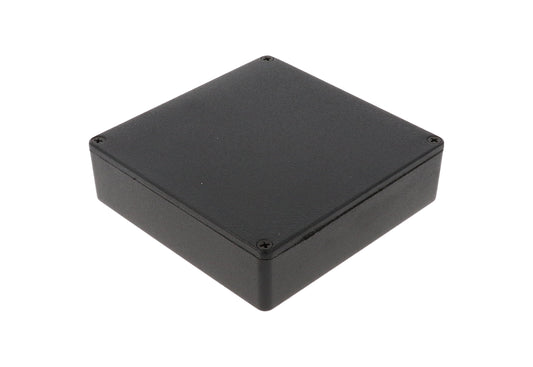 Hammond 1590QBK 1590 Series Diecast Aluminum Enclosure, No Mounting Flanges, IP54, 120 mm x 120 mm x 34 mm, Diecast Aluminum/Black.