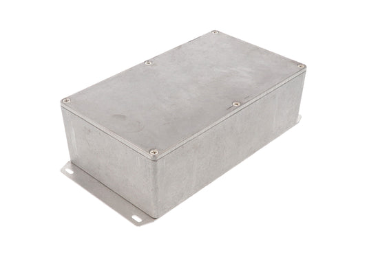 Hammond 1590R1F 1590 Series Diecast Aluminum Enclosure, Flanged Bottom Plate, IP54, 192 mm x 112 mm x 61 mm, Diecast Aluminum/Natural.