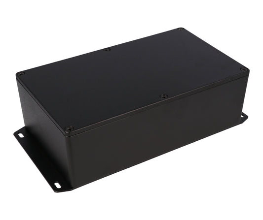 Hammond 1590R1FBK 1590 Series Diecast Aluminum Enclosure, Flanged Bottom Plate, IP54, 192 mm x 112 mm x 61 mm, Diecast Aluminum/Black.